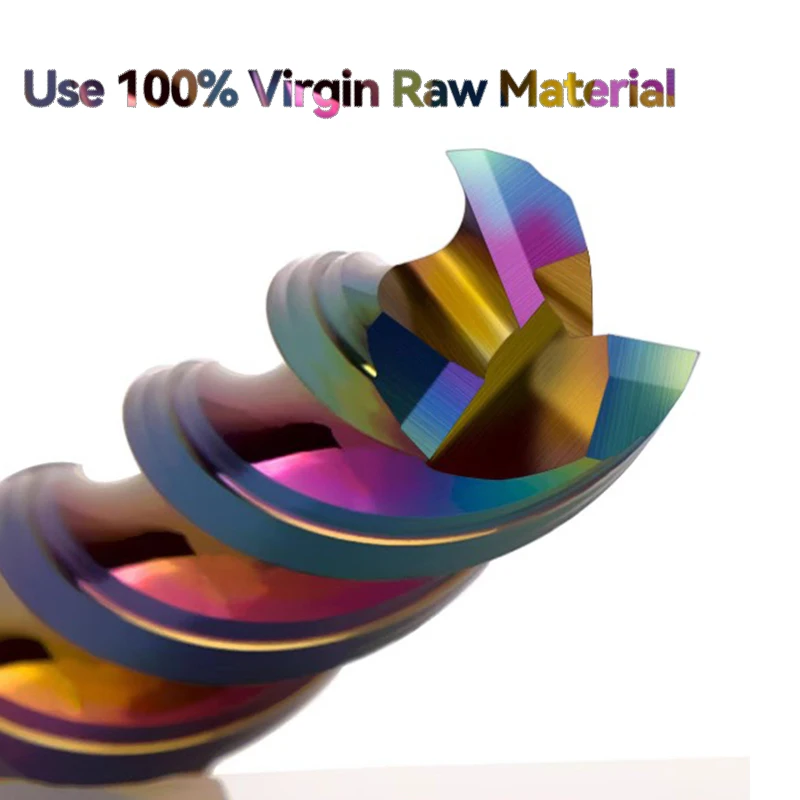 Colorful Coated 3 Flute Cnc Milling Tools Aluminum Copper Wood Cutter End Mill Tungsten Steel Carbide End Milling Cutter