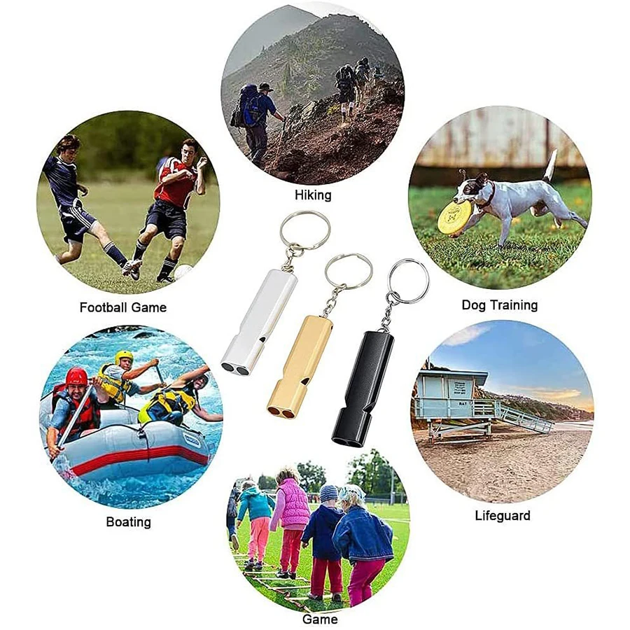 120DB Outdoor printed LOGO Self Defense Safety Metal Keychain Emergency Whistle for Camping Hiking Sports Dog Training