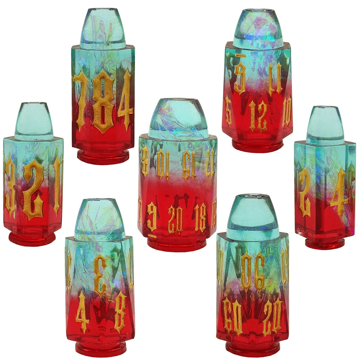 10 Available Colors Warhammer Cyberpunk Polyhedral Dice DND Bullet Resin Dice Set for Tabletop Game