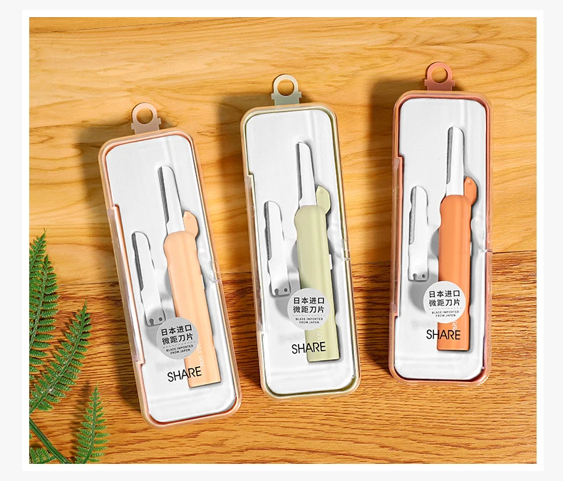 private label low MOQ Replaceable Japanese blade retractable eyebrow trimmer high quality eyebrow razor for ladies shaving