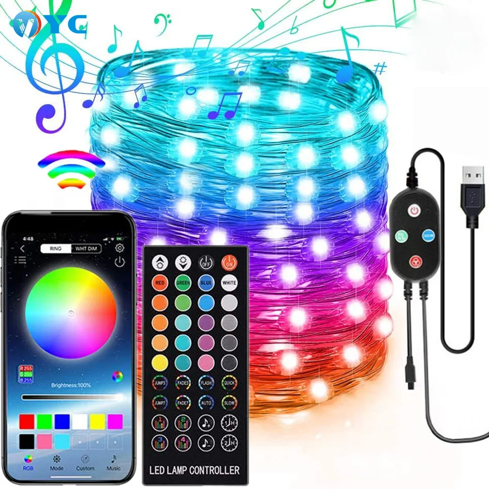 Blue-tooth LED Smart String Light wedding lights outdoor led light string 5m 10m 15m 20m  festival decorative RGB