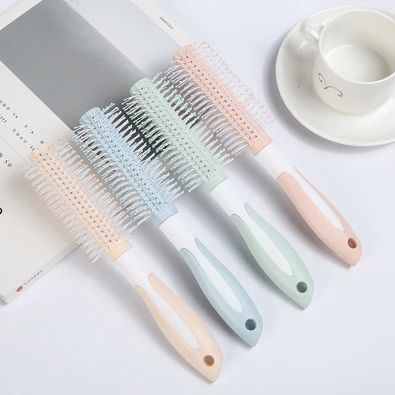 
curly hair salon round roller comb simple color matching massage round roller comb horn comb 