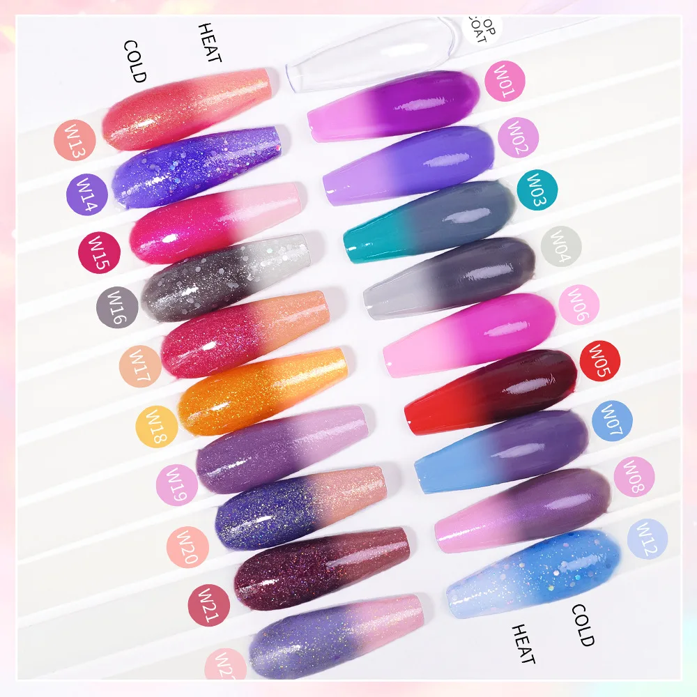 7ml Temperature Color Changing Nail Thermal Gel UV LED Polish OEM Custom Logo Gradient Thermal Shimmer Soak Off Gel Nail Polish