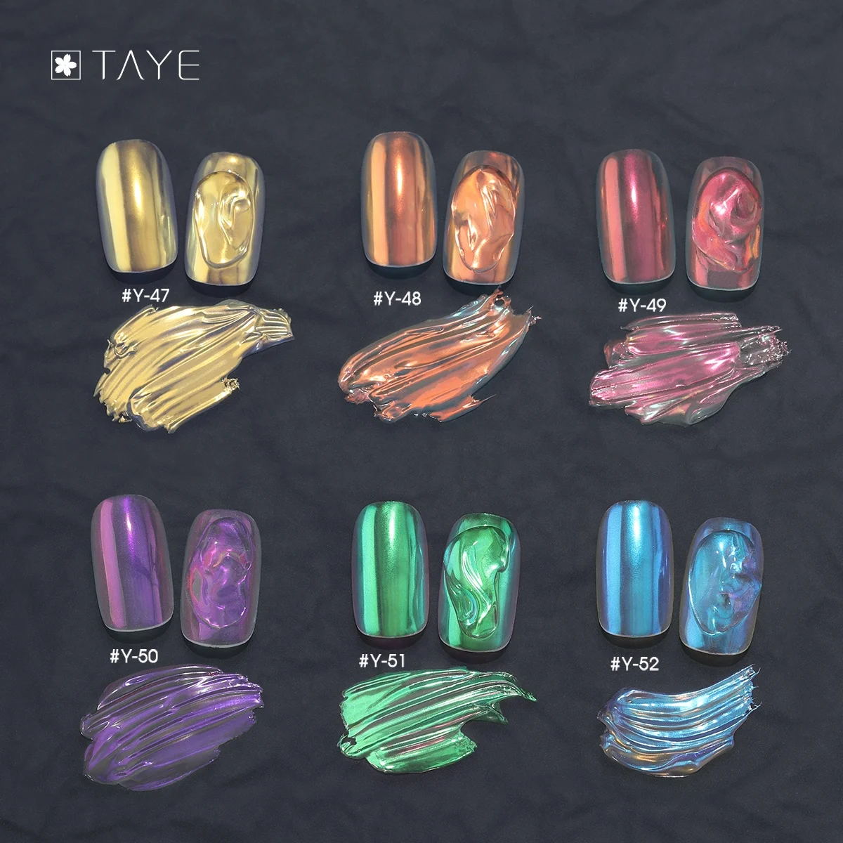 6 Colors Iridescence Solid Powder Nail Metallic Glitter Aurora Mirror Nail Chrome Powders