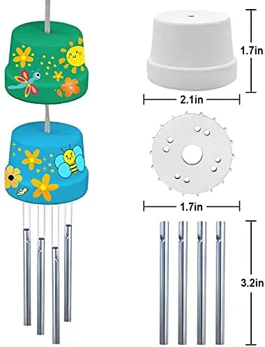 Wooden wind chime kit Arts & Crafts Kits Toys DIY Construct & Paint terracotta flower pot wind chimes Wooden Craft Sets