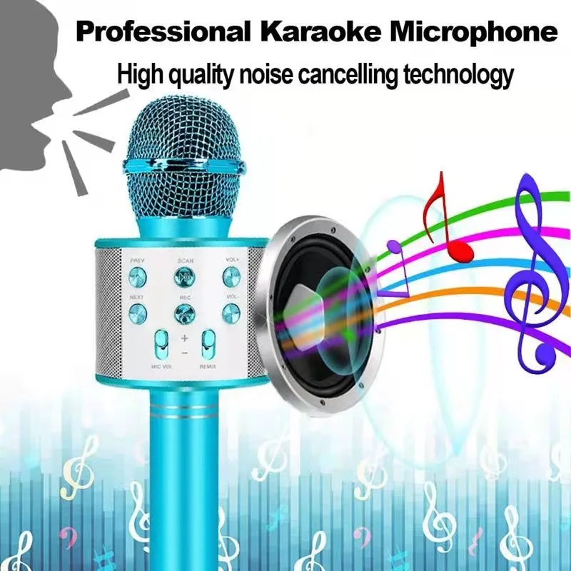 Karaoke Microphone with Controllable LED Lights Portable Handheld Speaker Machine Birthday Home Party for All