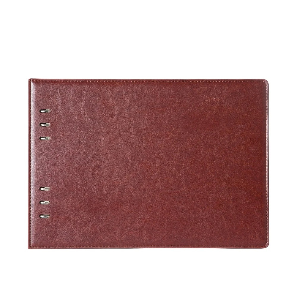 Hardcover Custom Notebook A4,Office Supplies Horizontal Business Leather Blank Loose Leaf Thick Writing Planner