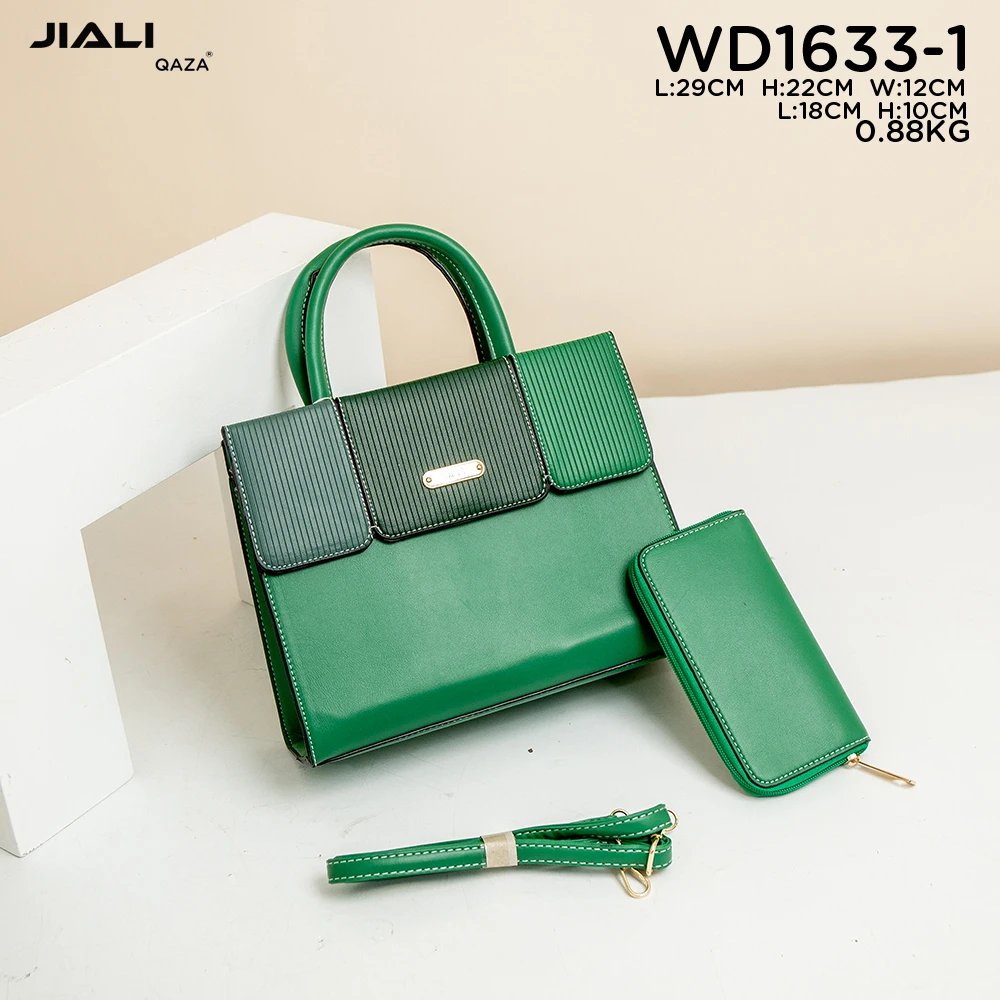 QAZA luxury 2 in 1 ladies hand bags 2024 latest designer fashion PU leather women color matching shoulder handbag with purse