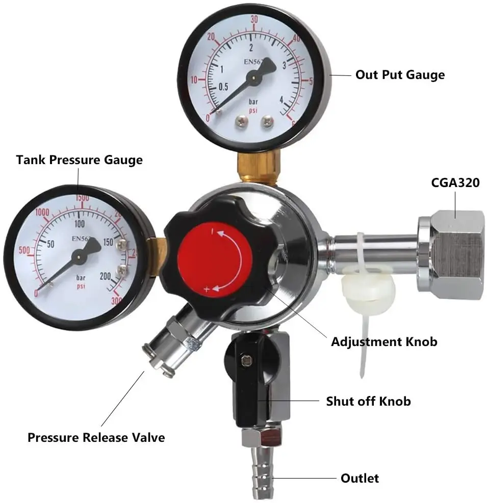 0-60PSI регулятор рабочего давления для пивной бочки резервуара CO2 с