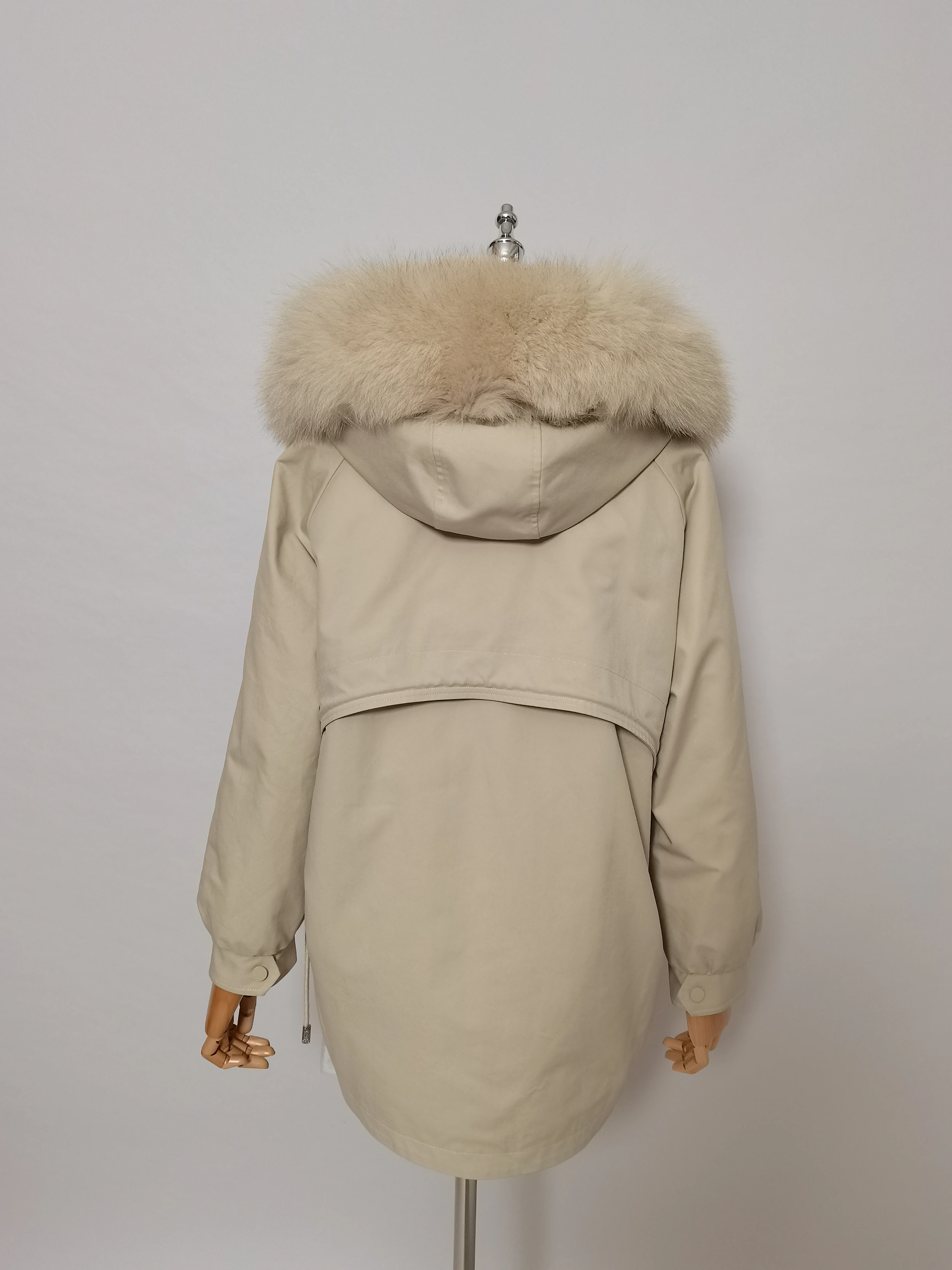 2021 winter new real fur coat jacket women fox fur hood trim warm  rabbit fur liner coat women parkas coat