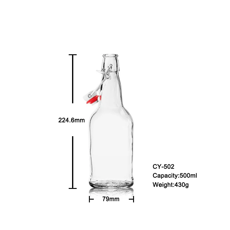 500 мл ясная стеклянная 16oz kombucha с вертящимся верхом пивная бутылка