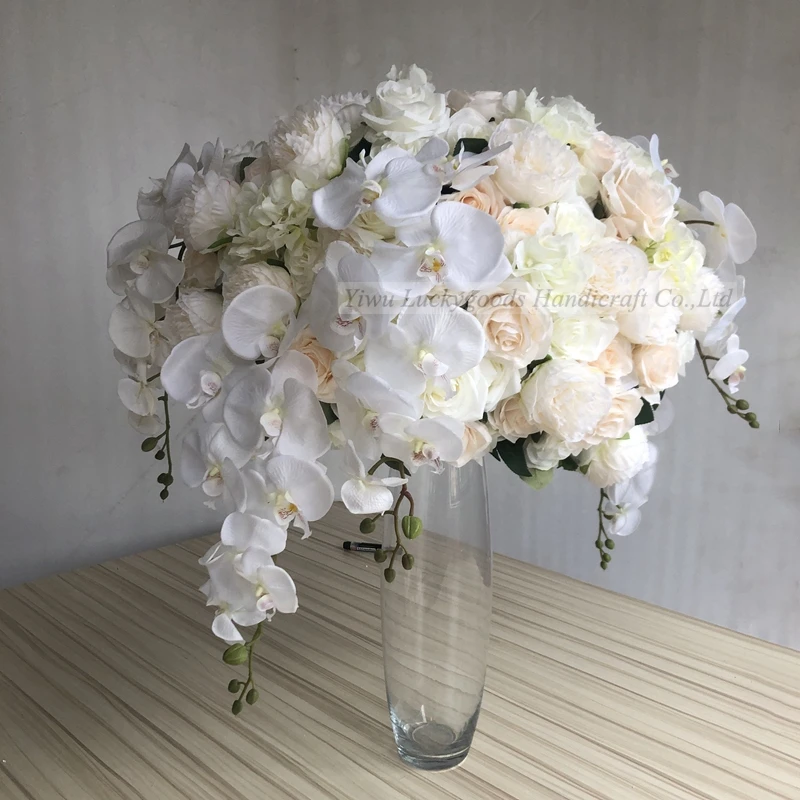 LFB1489 double layer artificial white ivory wedding decoration flower centerpiece  wholesale