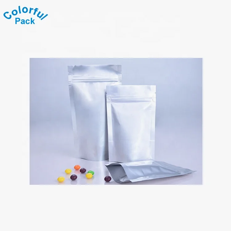 
Custom matt light food packaging zip lock silver mylar aluminum foil Plastic Bags 