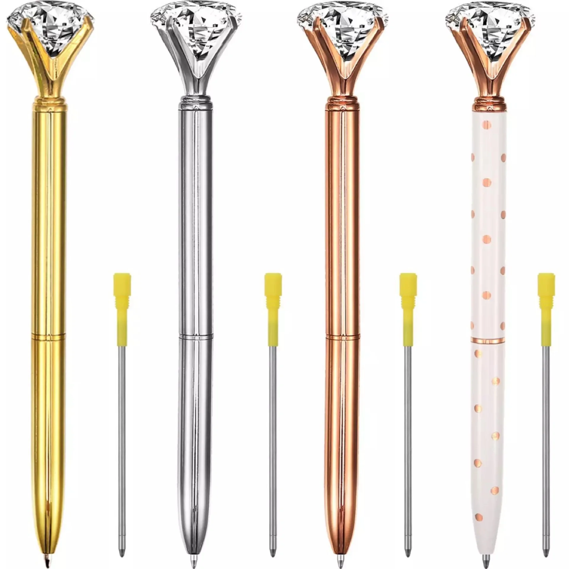 Wholesale promotion metal big top custom crystal diamond pen with logo