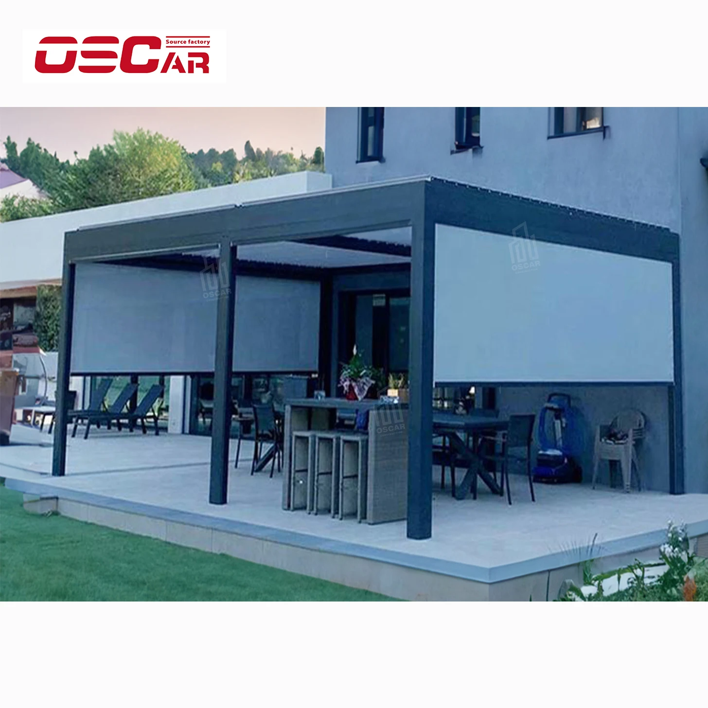 Factory Direct Outdoor Aluminium Hardtop Gazebo Adjustable Rainproof Patio Canopy for Backyard Garden Yard Outdoor Pergola