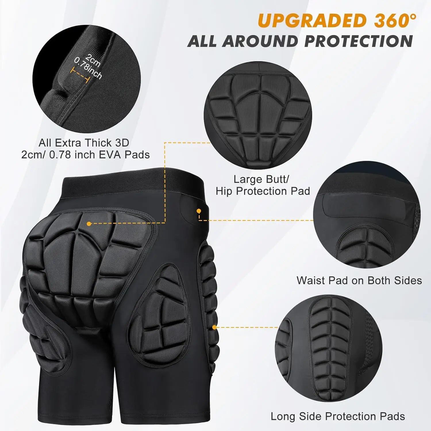Protective Padded Shorts Hip Butt Protector EVA Padded Short Pants Protective Gear Guard Skating Snowboard Skiing Skateboarding