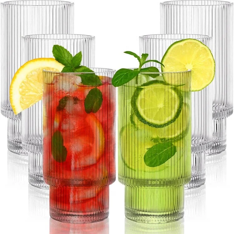 hot selling products 2023 amazon Clear Tall Drinking Glasses for Cocktail Glassware Crystal Thick Water Glass with Heavy Base