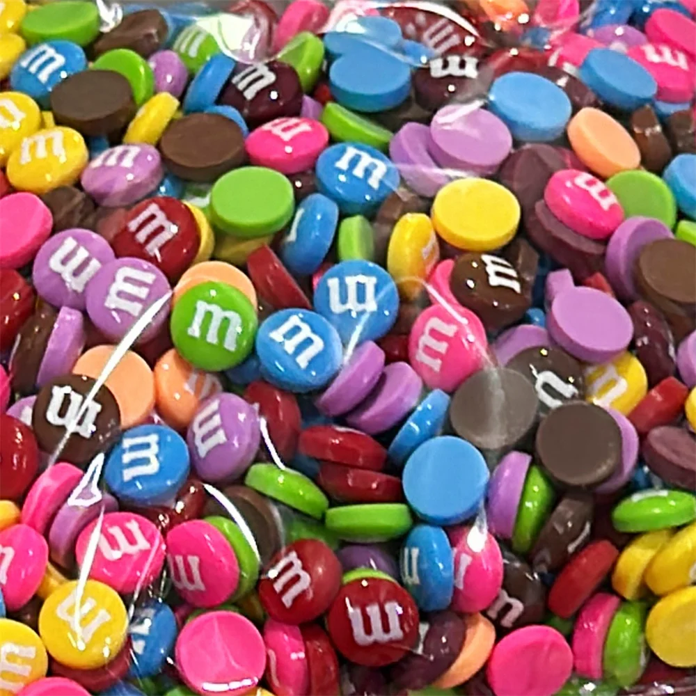 Resin 1cm Small m Letter Print Round 3d Shape Diy Slime Accessories Doll Decoration Faux Food Model Props Play Cake Colorful