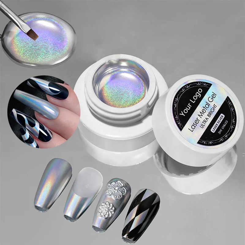 Metallic Gel Nail Polish UpgradeDensity Mirror Chrome Effect Private Label Gel Paint Silver Laser Metallic Liner Gel Nail Polish