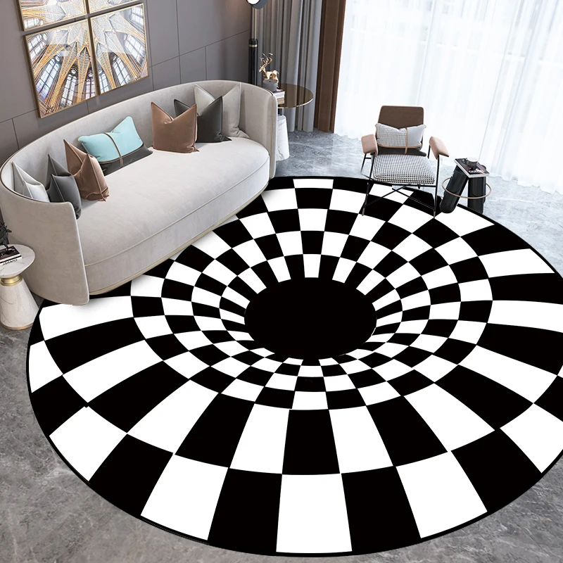 80x80cm 3D Carpet Circular Carpets and Rugs Living Room Area Rug Custom Visual Illusion for Home Decoration mbx mat