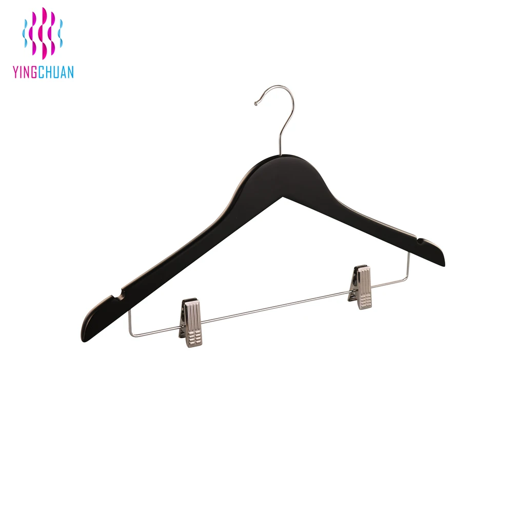 Wholesale Wood Clip Hanger Non Slip Boutique Wooden Clothes Hanger for Clothing Shop