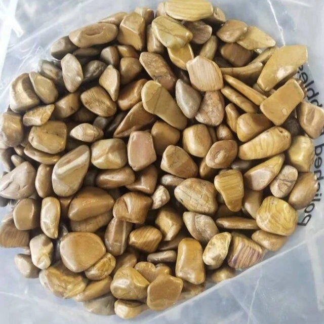 
Normal polished wooden yellow pebbles for landscape decoration natural stone pebbles 