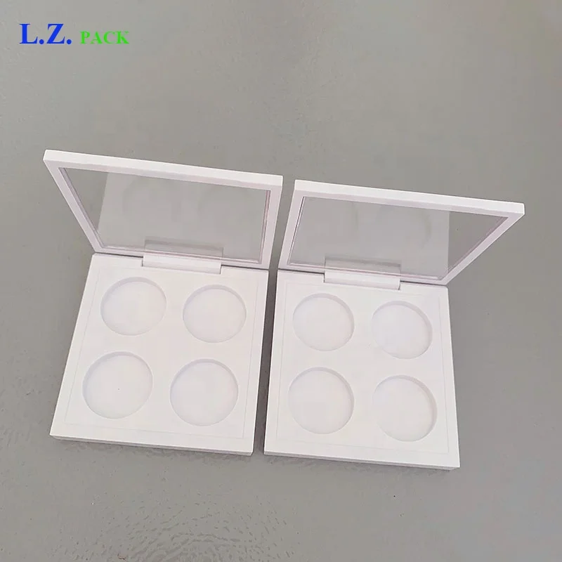 LZ Pack Stock 100pcs Square Inner 26.5mm Lipstick Case Custom Logo Magnetic Closure Cosmetics Eyeshadow Palette With Window