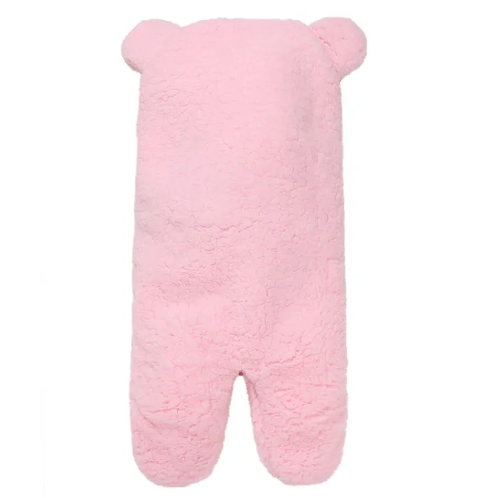 Extra Soft Cute Newborn Baby Boy Blanket Lambswool Plush Unisex Baby Swaddle Wrap Jumpsuits Sleeping Bags