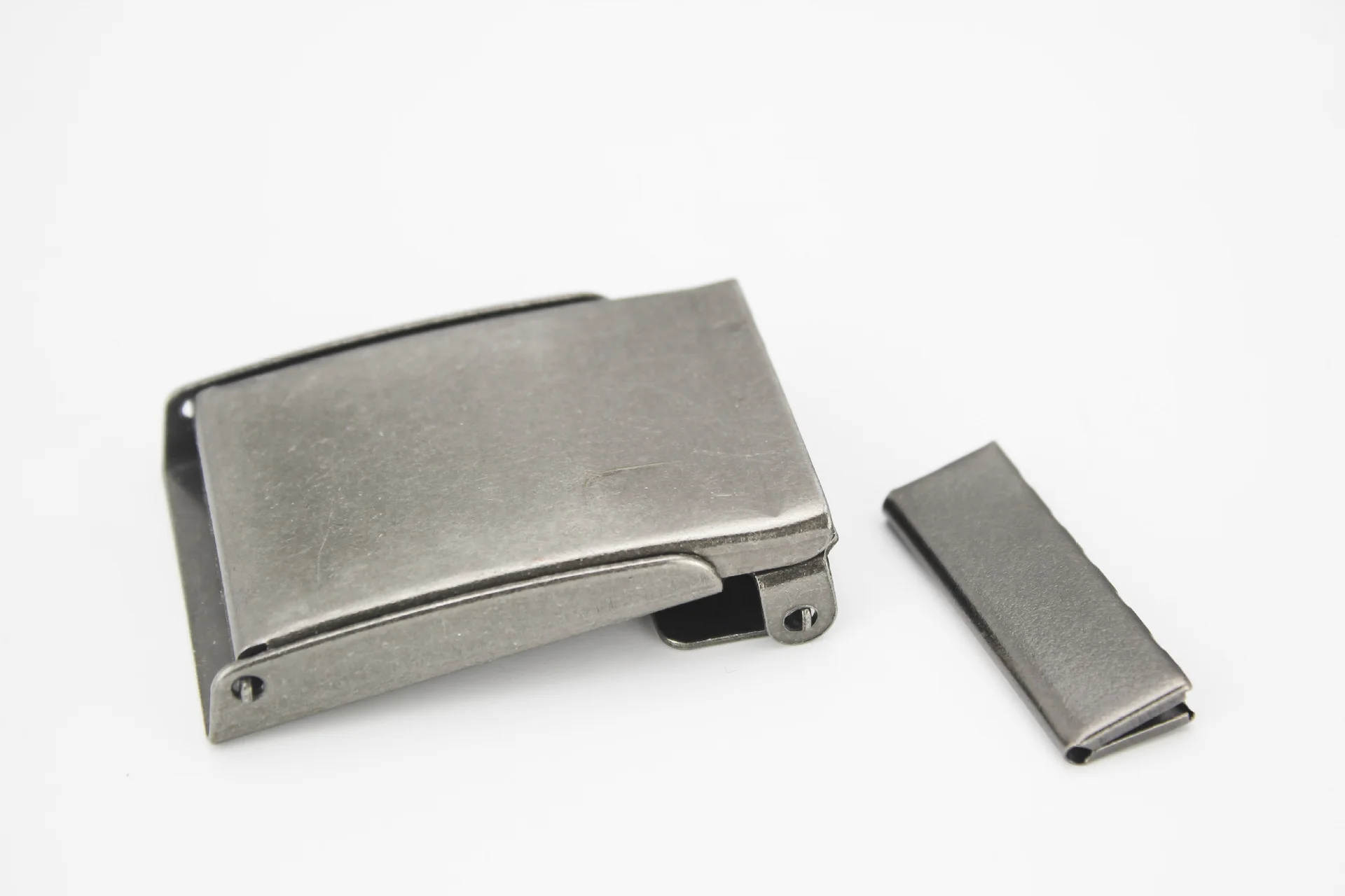 Excellent quality unique design plating flip men metal belt buckle accessories adjust buckle custom Clips 36*57mm