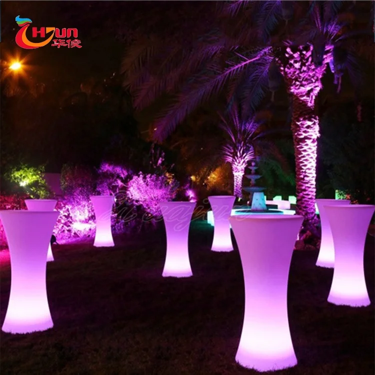 Commercial Led Furniture Round Bar Height Pub Table For Hotel Club LED bar set