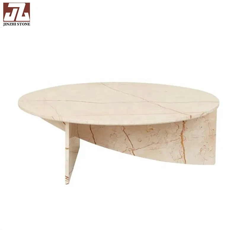 Natural stone calacatta white special shape dining table marble coffee table furniture travertine marble cafe table for home