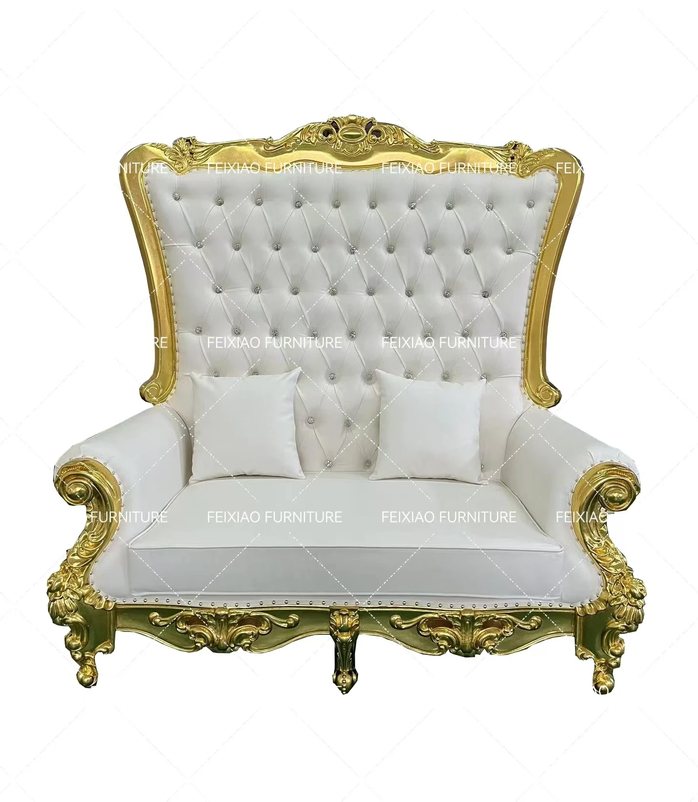 High Grade Hotel Furniture Type King Throne Chair Loveseat Gold Sofa for