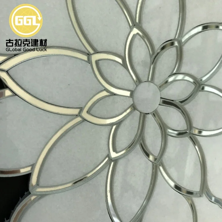 Modern Wall Tile Lotus Mosaic Tile Waterjet Thassos White Marble Flower Pattern Mosaic Wall Tile