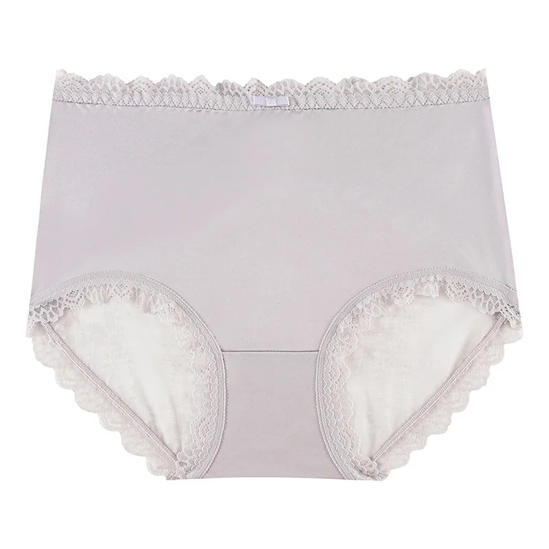 Woman Seamless Lace Underwear One Piece Mid Waist Panties Back With Lace Brief Traceless Underwear Women Ice Silk Panties