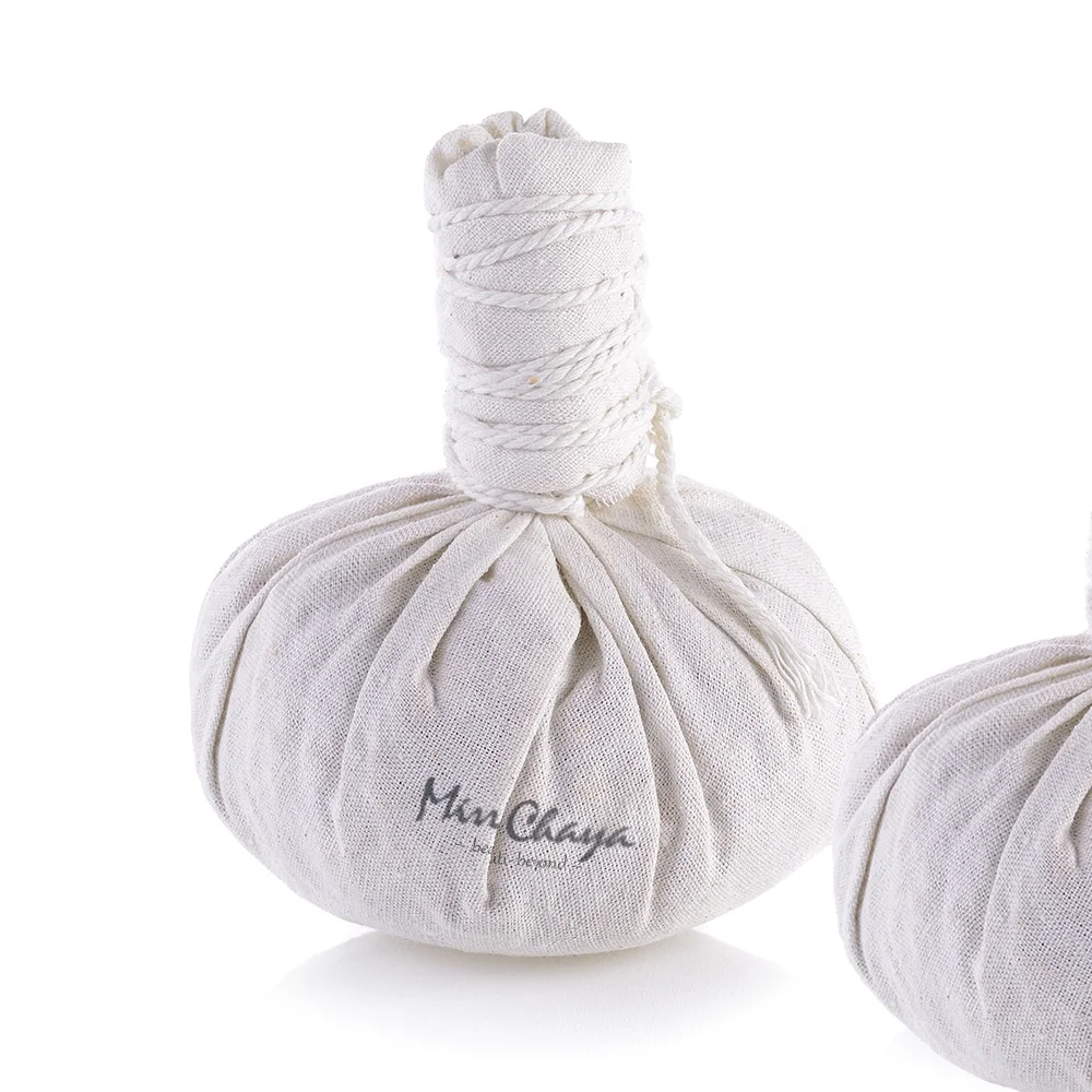 
MISS CHAYA Hot Compress Herbal Ball Thai Herb Zingiber Turmeric Bergamot White Color Spa Equipment Original Luxury for Spa TH;22 