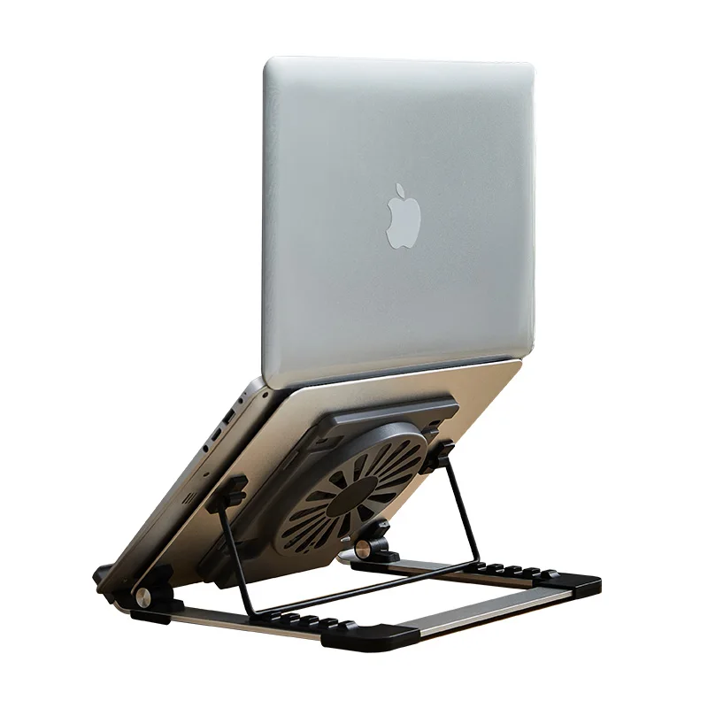 Aluminum Height Adjustable Laptop Cooler with Fan Notebook Stand Holder Riser Laptop Cooling Pad