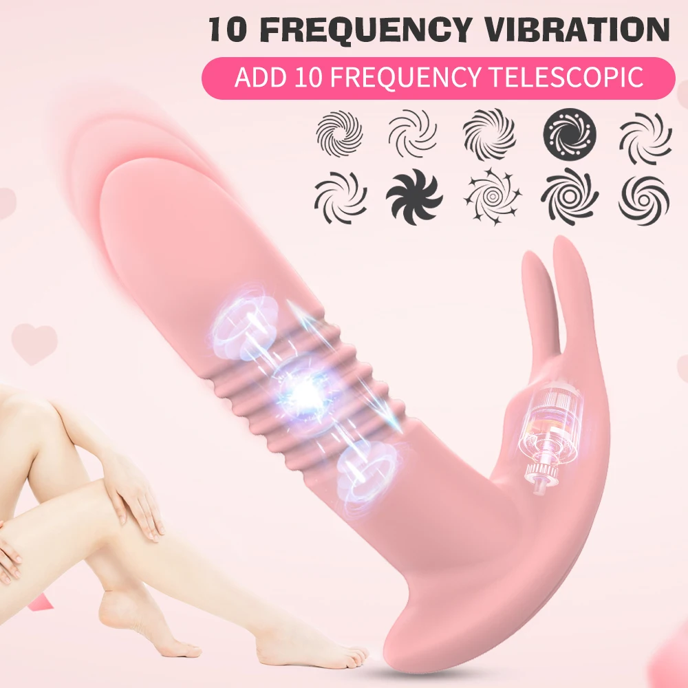 Wearable Remote Control Rabbit Vibrator Telescopic Dildo Vibrators Female Masturbator Erotic Sex Toys Couple