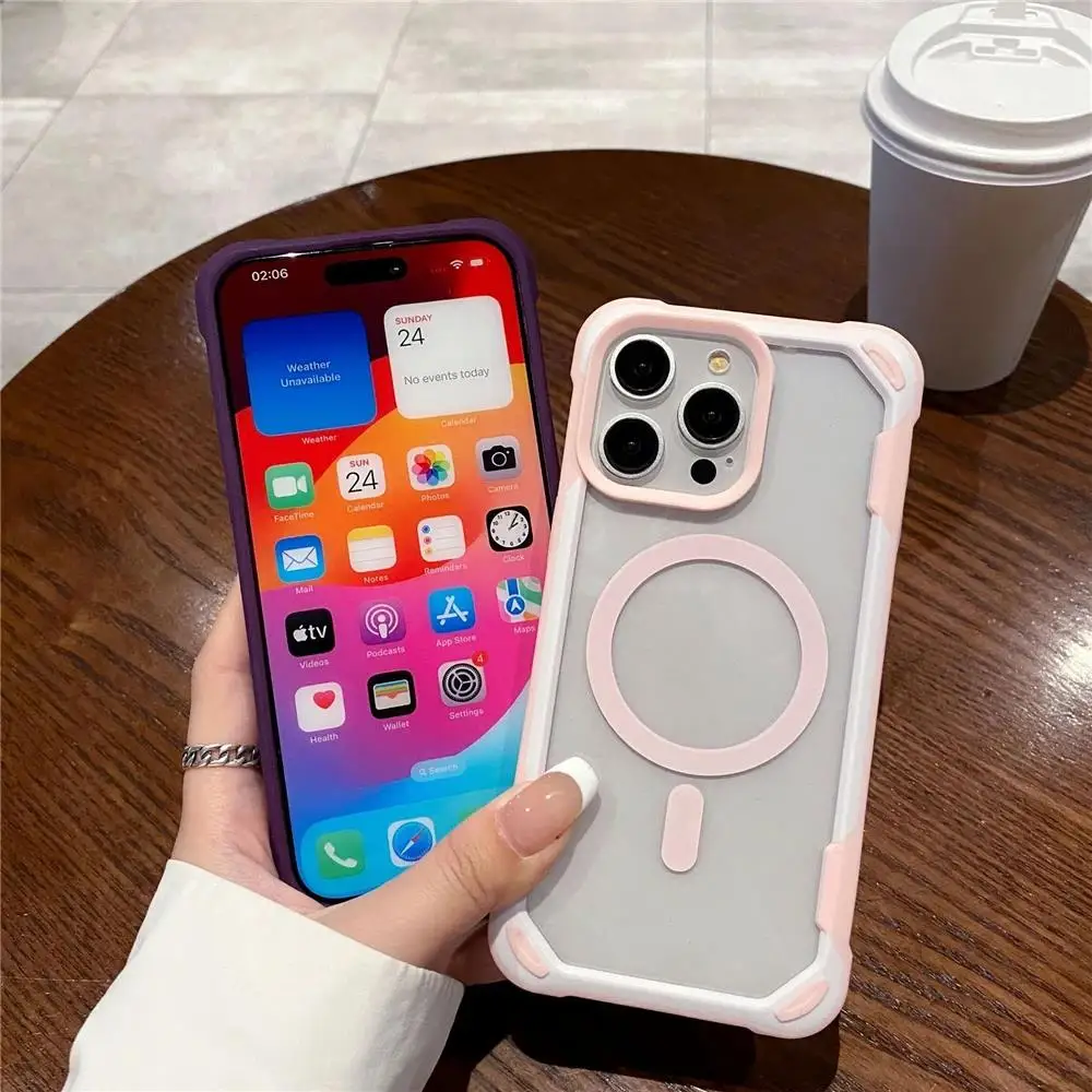 Для iPhone 16 Pro Max роскошный Магнитный силиконовый чехол для мобильного телефона 12 13 14 15 Plus прозрачный защитный