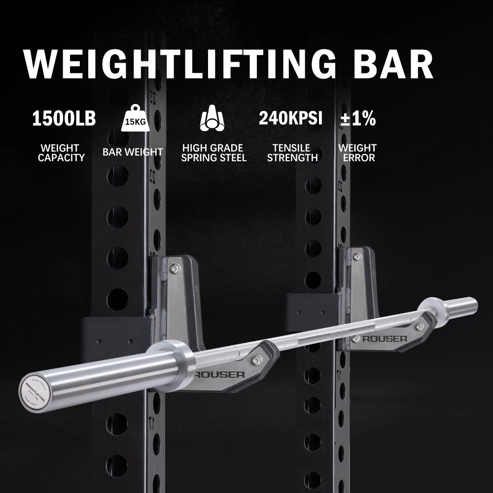 Rouser Fitness Iwf Competition Training Hard Chrome Barbell Spring Steel Weightlifting Bar for Women