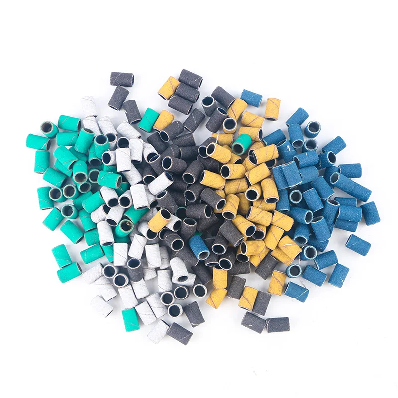 High Quality Beauty 5 Colors Mixed Nail File Tools 80/120/180 Grids 250pcs Sanding Bands For Nail Drill Bits