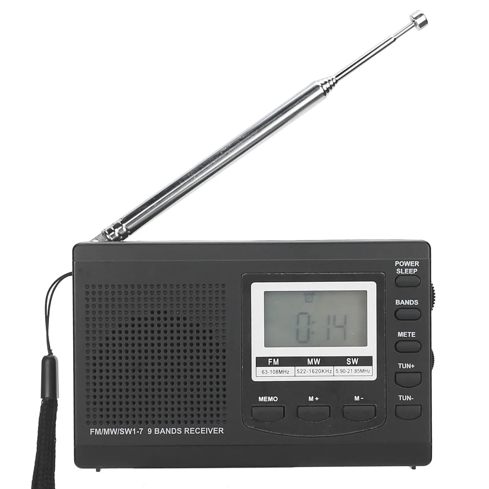 Portable Radio Mini Stereo FM/MW/SW Receiver With Digital Clock