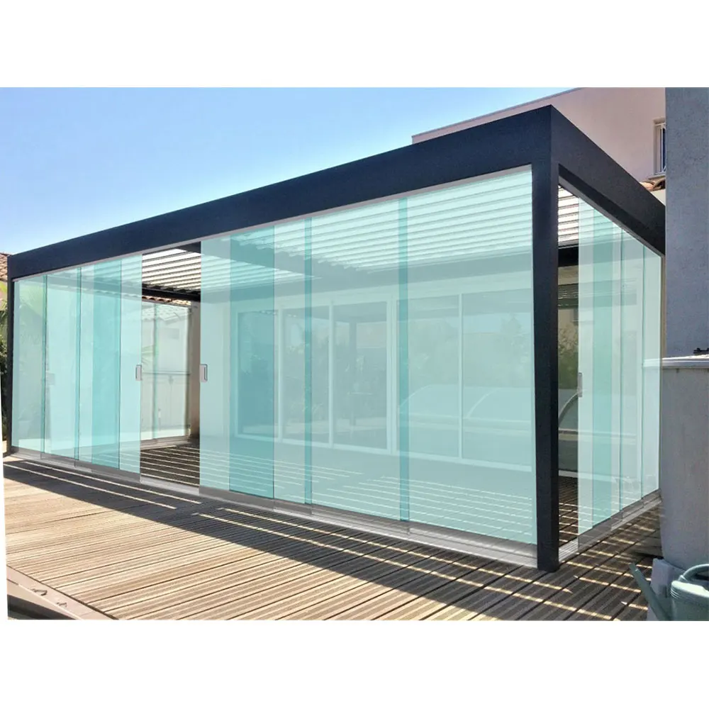 High Quality Tempered Glass Door 10mm Thickness Sliding Folding Door Window Aluminium Frame Export Frameless Multitrack Glass