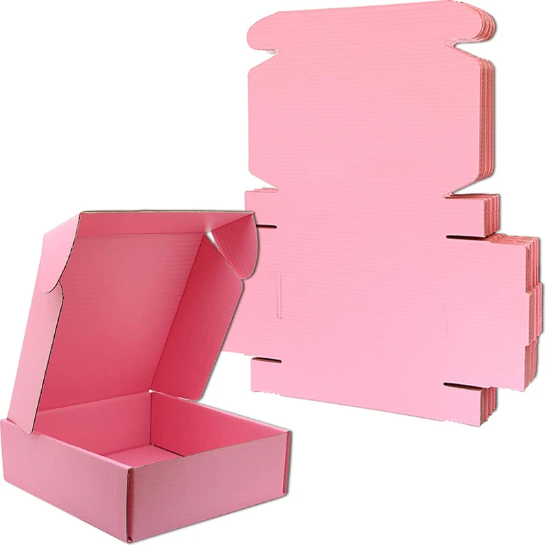 Recyclable Custom design kraft pink paper corrugated cloth packaging box