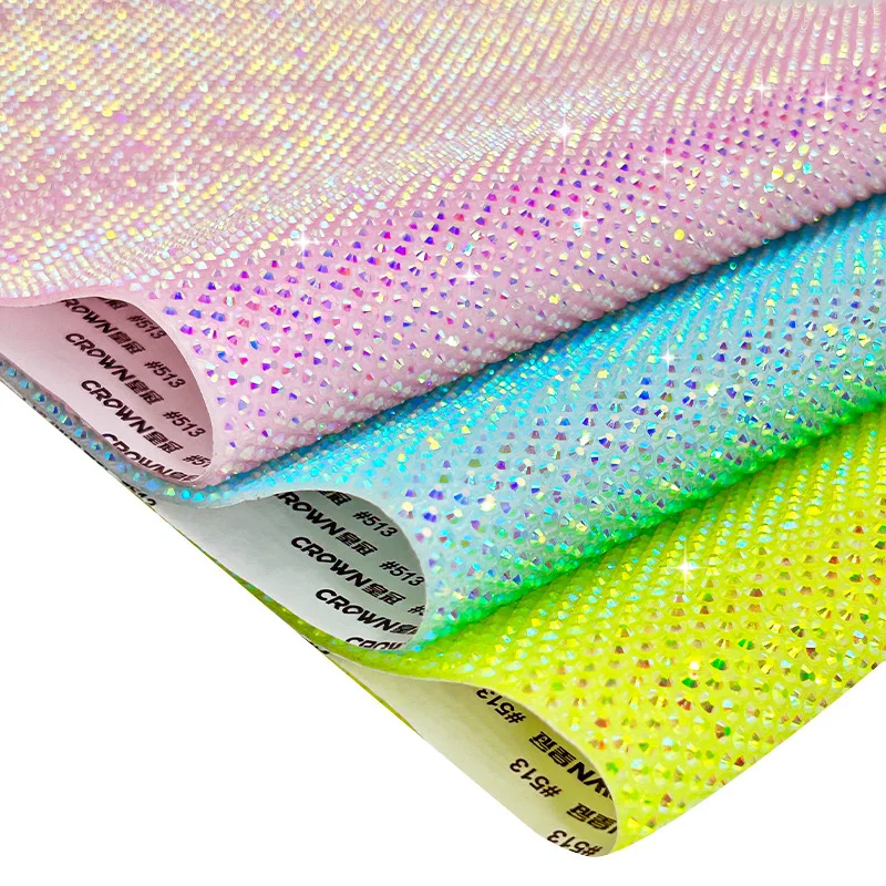 Bling Flat Back Resin Jelly Self Adhesive Sheet or Hot Fix to Fabric Rhinestone Decor Mesh Roll for Wedding Bling Trim AB