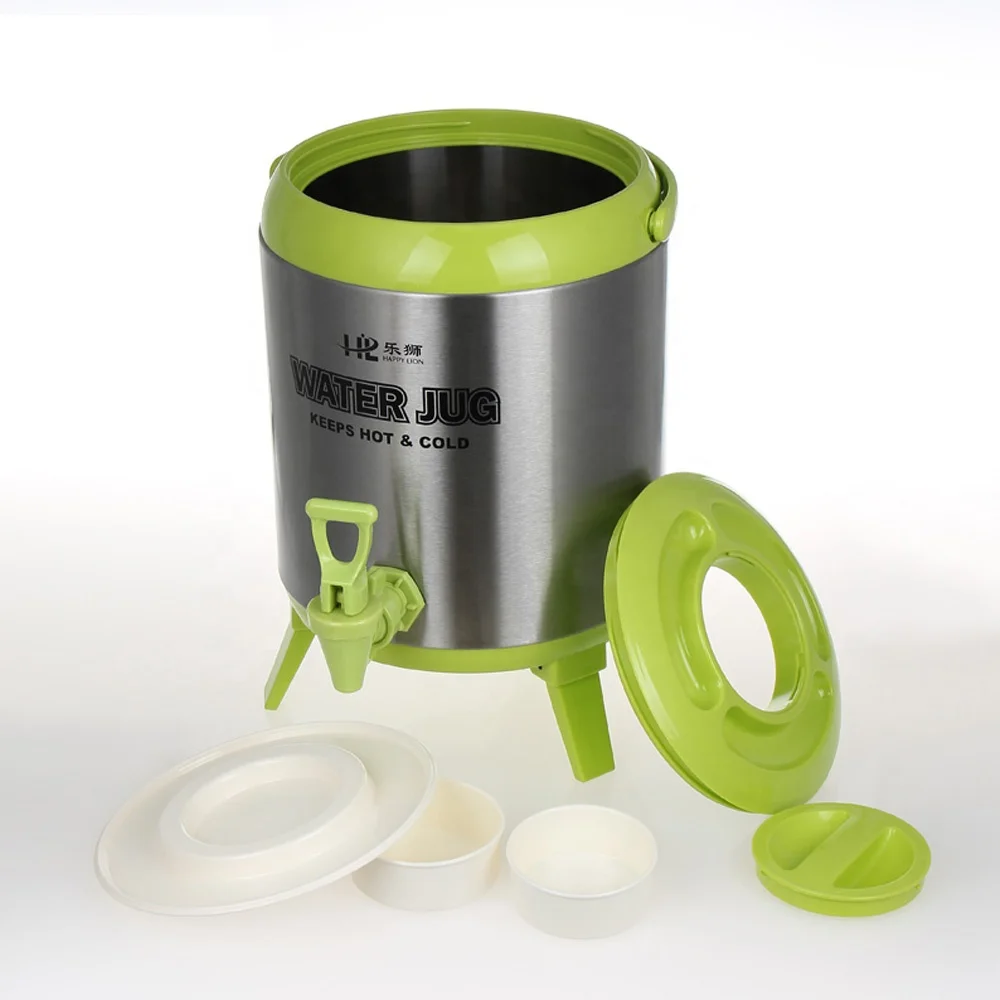 Commercial Hotel Restaurant Coffee Bubble Tea Insulated Stainless Steel 7.7L Water Jug Hot & Cold Thermo Milk Barrel Tea Bucket