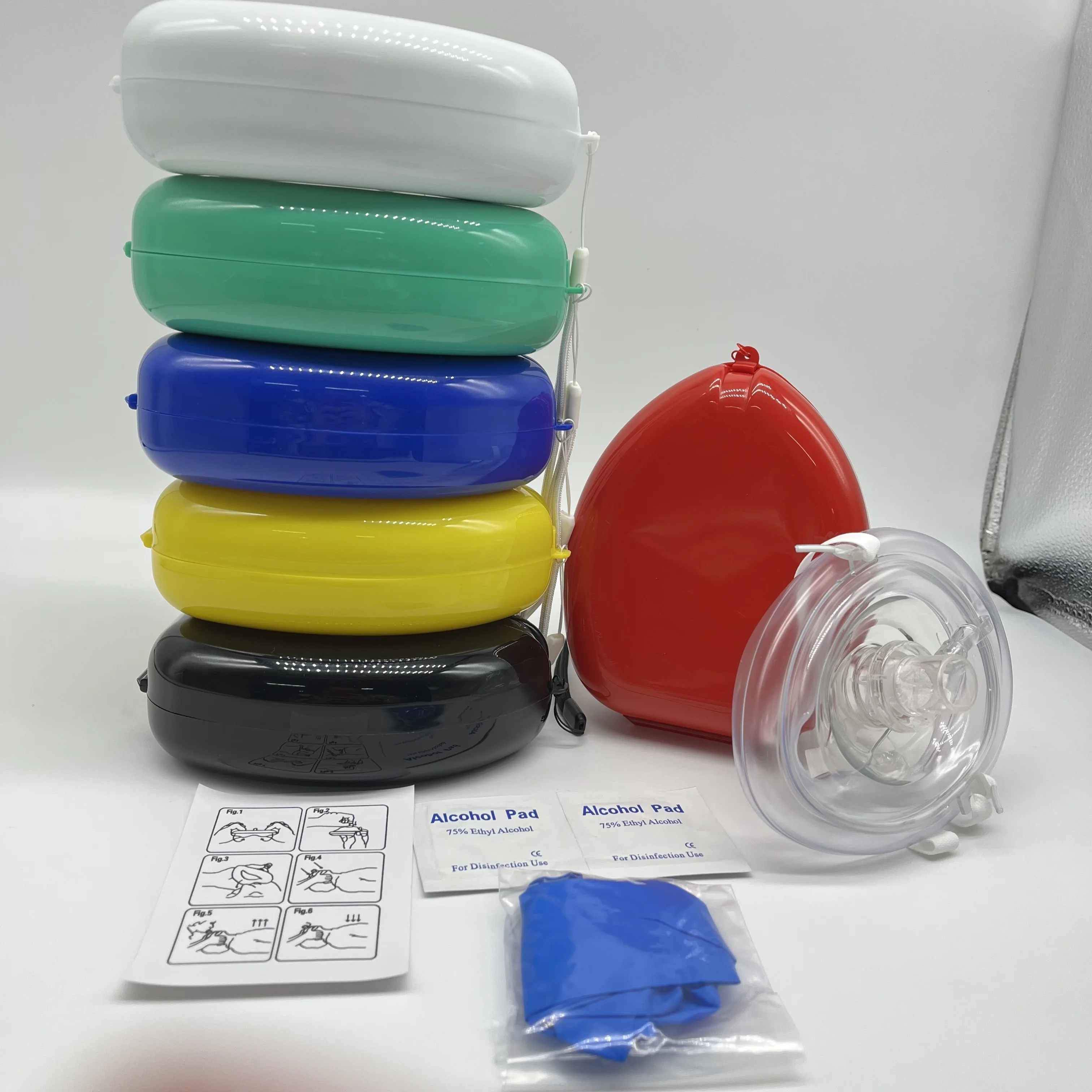 BLACK pp box Rescue Professional Adult Child Size Resuscitator Replacement Valve Breathing Apparatus Cpr Mask In Case