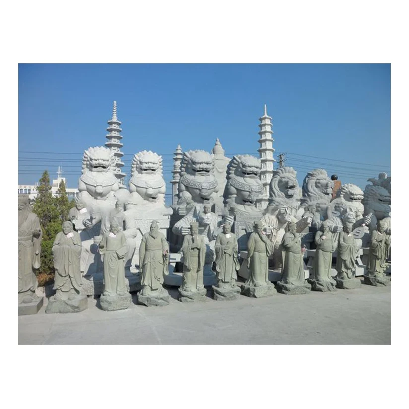 stone guardian sculpture lion-dogs statue at Shinto shrine lion head for dog stone