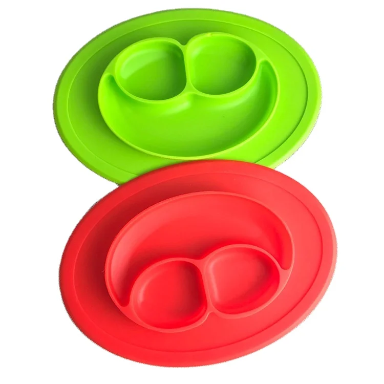 Silicone Suction Plate Baby Toddler Training Divided Plate Unbreakable Non-Toxic Dish with Bottom Grip dinner plate for kids