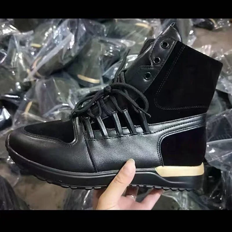 2021 New Flat Heel Boots Short Walking Shoes Women Army Green Black Lace-up Booty Military Unisex