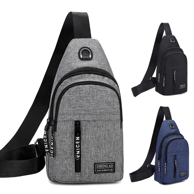 Sling crossbody chest bag men 2022 backpack custom messenger bags with usb connector